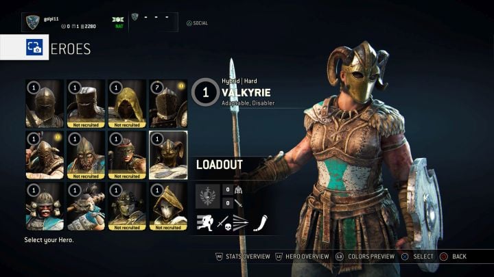 Valkyrie on the selection screen. - How to play Valkyrie? - Vikings - For Honor Game Guide