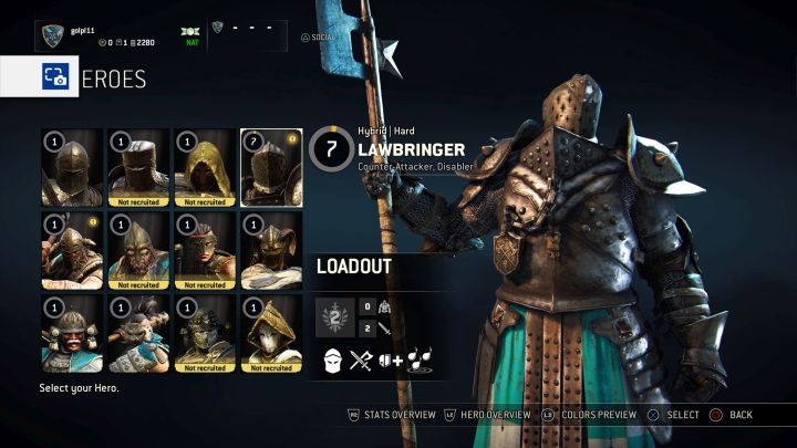 Lawbringer on the selection screen. - How to play Lawbringer? - Knights - For Honor Game Guide