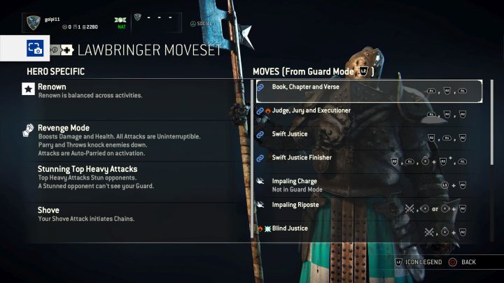All moves and modifiers available to this class. - How to play Lawbringer? - Knights - For Honor Game Guide