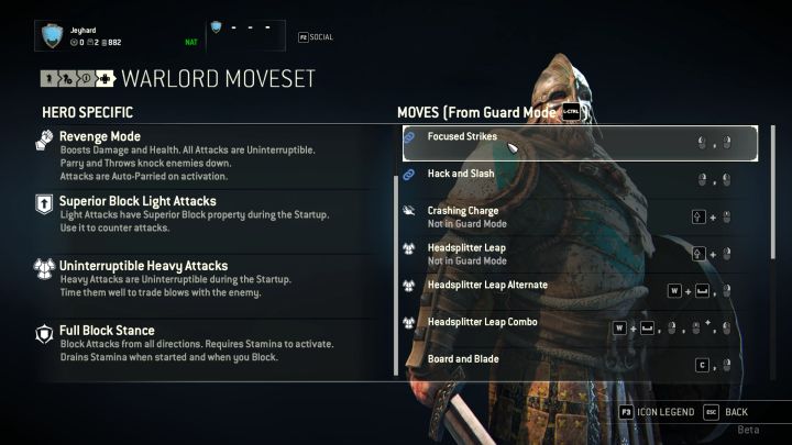 Attacks and modifiers available for the character. - How to play Warlord? - Vikings - For Honor Game Guide