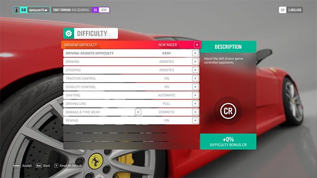 The proficiency of artificial intelligence has 8 levels - Level of difficulty and its impact on the number of credits earned - Basics - Forza Horizon 4 Game Guide