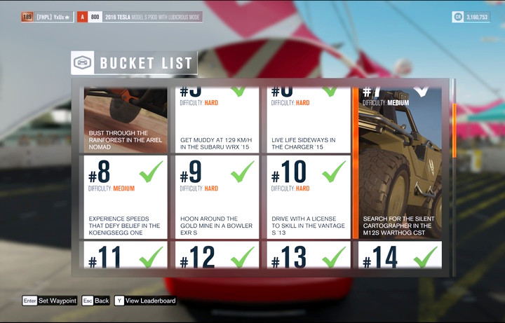 Bucket list - you can view available challenges in the festival menu - Race Types - Gameplay basics - Forza Horizon 3 Game Guide