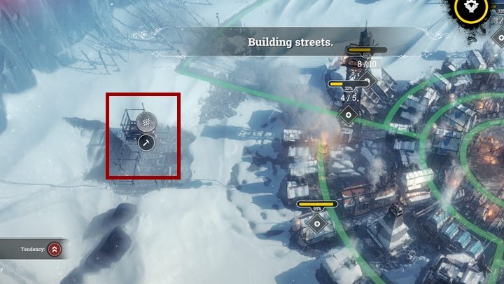 The buildings without roads are marked with a special icon. - General tips for Frostpunk - Basic tips - Frostpunk Game Guide
