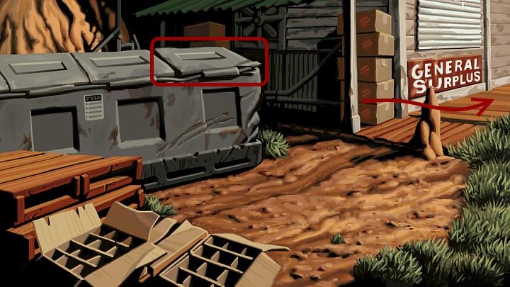 Open the right flap of the garbage container (just click) to go outside - Hit the road | Chapter One Walkthrough - Chapter One | Full Throttle Remastered Walkthrough - Full Throttle Remastered Game Guide