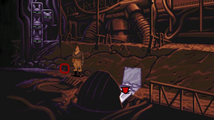 According to the instructions you received from Mo, you need to kick the wall opposite of the hatches, but remember to do it in the right place - you have to hit a small stone at the very bottom under the left-most rebar, just a little to the right of it, and you also need to do it at the right time - Foil Ripburgers intentions | Chapter Three Walkthrough - Chapter Three | Full Throttle Remastered Walkthrough - Full Throttle Remastered Game Guide