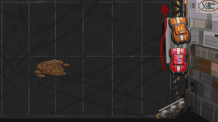 Afterwards, push the car off the ramp and jump onto it again (this way also damaging the blue car) - Die in the car derby | Chapter Three Walkthrough - Chapter Three | Full Throttle Remastered Walkthrough - Full Throttle Remastered Game Guide