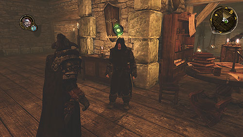 Next to the Mormont you find Adam Flowers, man who orders you an investigation about traitors on the Castle Black - Stray Dog [MQ] - p. 1 - Chapter 7 - Mors Westford - Game of Thrones - Game Guide and Walkthrough
