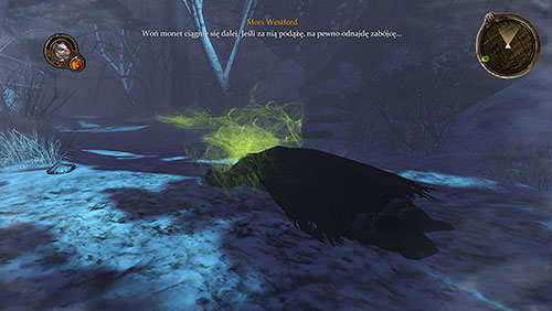 It quickly turns out that this scent belongs to the traitor who was killed and goes back to the exit from the forest - Stray Dog [MQ] - p. 1 - Chapter 7 - Mors Westford - Game of Thrones - Game Guide and Walkthrough