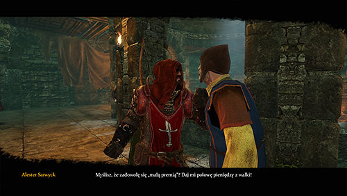 After fight demand half incomes from bets instead of the pay you agreed before with Ossifer - Blood on the Sand [SQ] - Chapter 8 - Alester Sarwyck - Game of Thrones - Game Guide and Walkthrough