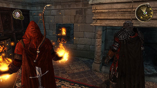 You can, optionally, find a hidden passage by the fireplace using the Rhllors Vision - Bound [MQ] - Chapter 13 - Mors and Alester - Game of Thrones - Game Guide and Walkthrough