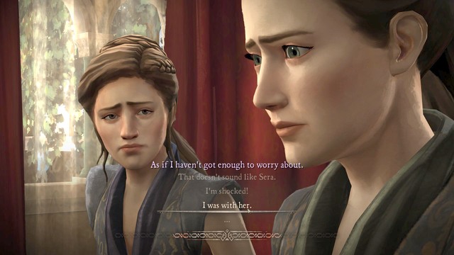 As Mira Forrester, walk towards the door and enter inside in order to speak with Sera and Margaery - Chapter 1 | Episode 6: The Ice Dragon - Episode 6: The Ice Dragon - Game of Thrones: A Telltale Games Series Game Guide
