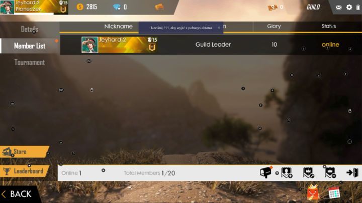 When the list of guild members is still empty. - Guild | Garena Free Fire - Basics - Garena Free Fire Guide
