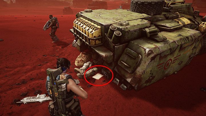 Behind one of the tanks, you will find a collectors item - Loyalist orders for Lieutenant Melich - Act 3 Chapter 3 - Some Assembly Required | Gears 5 Walkthrough - Act III - Gears 5 Guide