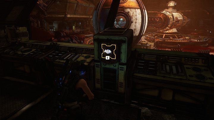 Descend to the lower floor and connect Jack to the console on the left - Act 3 Chapter 3 - Some Assembly Required | Gears 5 Walkthrough - Act III - Gears 5 Guide