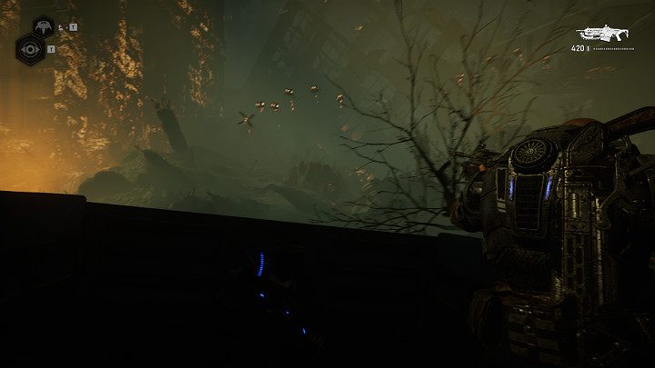 When you are riding to the next camp, it is best to crouch and keep your head down - Act 4 Chapter 2 - The Fall | Gears 5 Walkthrough - Act IV - Gears 5 Guide