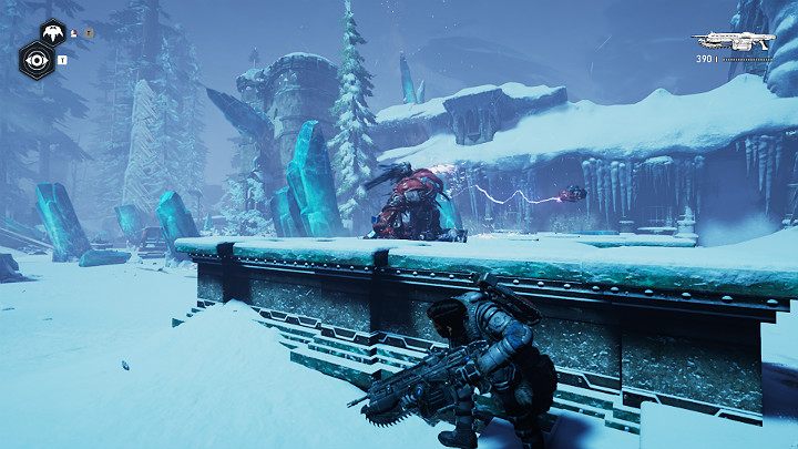 The enemy can be killed from a safe distance, or you can go around its position and attack from behind - the creature has problems with walking - Act 2 Chapter 3 - Forest for the trees | Gears 5 Walkthrough - Act II - Gears 5 Guide