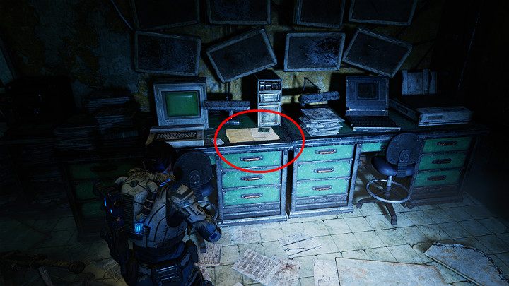 Another collectible item is on the desk - The patient analysis: RK-184-9 - Act 2 Chapter 3 - Forest for the trees | Gears 5 Walkthrough - Act II - Gears 5 Guide