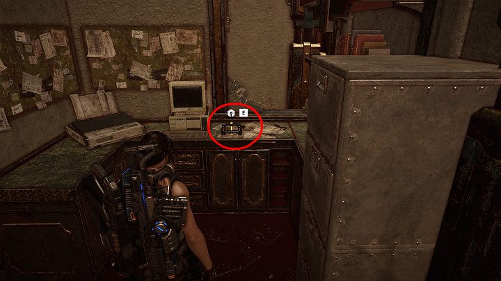 One component is in the small office behind the bars counter - Act 3 Chapter 1 - Fighting Chance | Gears 5 Walkthrough - Act III - Gears 5 Guide