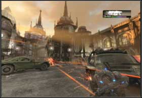 Open the gate together with Dom and enter the car park - Aftermath - Free Parking - Aftermath - Gears of War 2 - Game Guide and Walkthrough