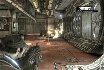 Start following through the corridor, when you reach the stairs get down - Chapter 2 - Abandon Ship - p. 1 - Act I - Gears of War 3 - Game Guide and Walkthrough