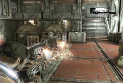 Now defeat all opponents who run from the steel doors on the left - Chapter 2 - Abandon Ship - p. 1 - Act I - Gears of War 3 - Game Guide and Walkthrough