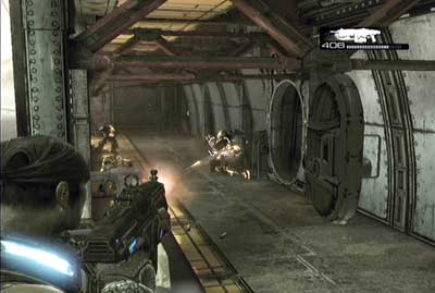 In the next location get to the right and pass through the gap - Chapter 2 - Abandon Ship - p. 2 - Act I - Gears of War 3 - Game Guide and Walkthrough