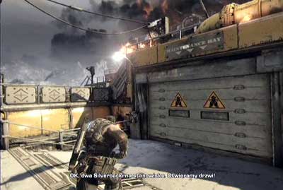 When you go outside kill nearby enemies and walk toward iron gate with two yellow triangles - Chapter 2 - Abandon Ship - p. 2 - Act I - Gears of War 3 - Game Guide and Walkthrough