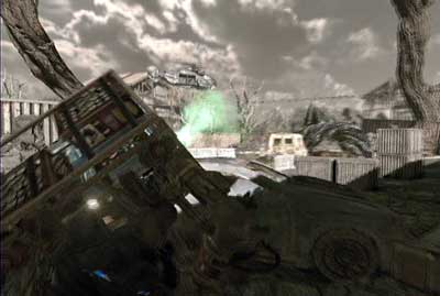 Once it is done back to the robot get outside, push the wreck of the car (B button) and head toward green beacon - Chapter 3 - Homecoming - p. 2 - Act I - Gears of War 3 - Game Guide and Walkthrough