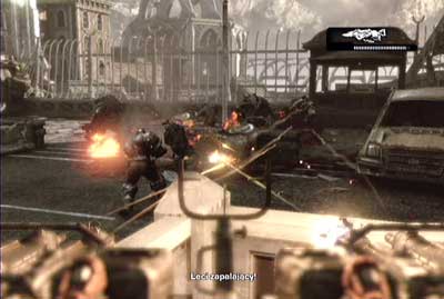 When you get close to the empty machinegun nest watch out because on the right side is second bunker - Chapter 6 - Hanging by a Thread - p. 1 - Act I - Gears of War 3 - Game Guide and Walkthrough
