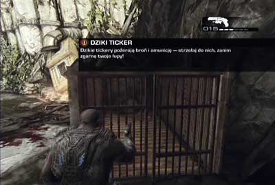 Go forward and pick up guns from the ground (you have to be hurry because wild tickers will eat it) - Chapter 1 - Shipwreck - Act II - Gears of War 3 - Game Guide and Walkthrough