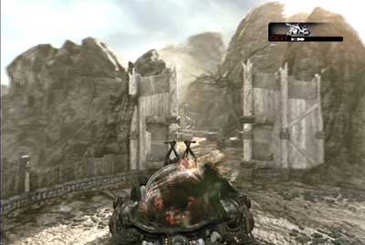 Get into catapult and fire into enemies who are behind wooden gate in front of you - Chapter 2 - House of Sand - Act II - Gears of War 3 - Game Guide and Walkthrough