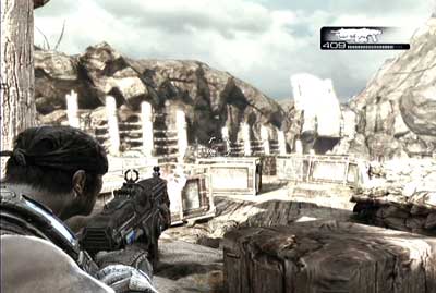 When the gas barge will fly away begin killing big group of foes which will try to kill you - Chapter 4 - Trench Run - Act II - Gears of War 3 - Game Guide and Walkthrough