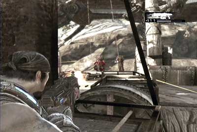 When you reach the top you will have to fight with gas barge - Chapter 5 - Hijack - Act II - Gears of War 3 - Game Guide and Walkthrough