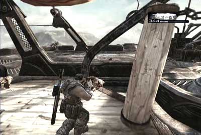 After a few rounds the barge will land - Chapter 5 - Hijack - Act II - Gears of War 3 - Game Guide and Walkthrough