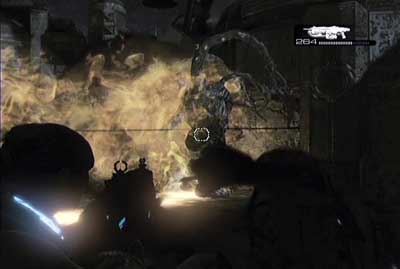 When you hurt berserker enough he will attack more frequently and with fire trail - Chapter 2 - Rescue - Act III - Gears of War 3 - Game Guide and Walkthrough