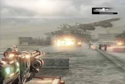 Later on you will reach to the section with outposts with enemy soldiers - Chapter 3 - Breakneck Run - Act III - Gears of War 3 - Game Guide and Walkthrough