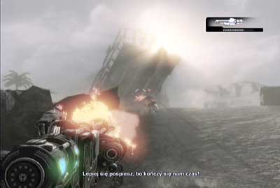 At one moment the vehicle will get stuck in the sand and you will have to repulse enemy attacks for several dozen seconds - Chapter 3 - Breakneck Run - Act III - Gears of War 3 - Game Guide and Walkthrough