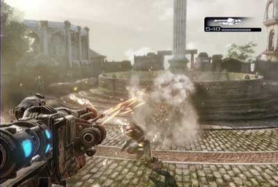 On the outside start walking along main path - Chapter 4 - Ghost Town - Act III - Gears of War 3 - Game Guide and Walkthrough