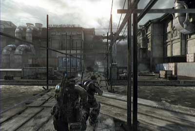 When you are outside move forward along footbridge - Chapter 4 - Batten Down the Hatches - Act IV - Gears of War 3 - Game Guide and Walkthrough