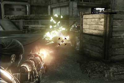 It's end on the square where you will be attacked by enemies - Chapter 4 - Batten Down the Hatches - Act IV - Gears of War 3 - Game Guide and Walkthrough