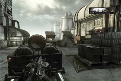 Go outside and move to the outpost with two machinegun nests - Chapter 5 - Bon Voyage - p. 1 - Act IV - Gears of War 3 - Game Guide and Walkthrough