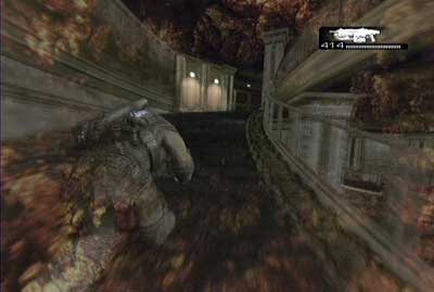 At some point in the centre of the area the Myyrah will show up and her monster will attack you by using laser beam - Chapter 5 - Ascension - Act V - Gears of War 3 - Game Guide and Walkthrough