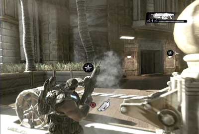 Then quickly get to the first rope and cut it off using lancer's chainsaw - Chapter 5 - Ascension - Act V - Gears of War 3 - Game Guide and Walkthrough