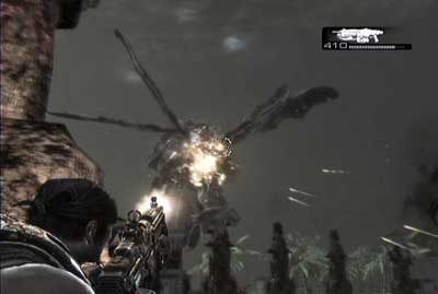 Then lean out and shoot at the monster's mouth shinning on the yellow - Chapter 6 - Reckoning - Act V - Gears of War 3 - Game Guide and Walkthrough