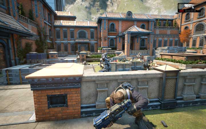 It is a good idea to deal the robot with minigun fast and use the weapon against the rest of the opponents - Act 1:3 - New Friends | Walkthrough - Walkthrough - Gears of War 4 Game Guide