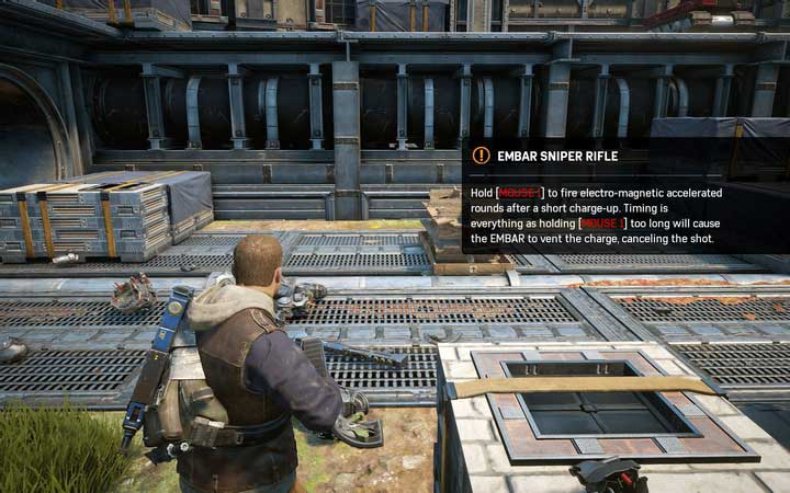 EMBAR is not a sniper rifle per se (no scope), but it is accurate and powerful - Act 1:3 - New Friends | Walkthrough - Walkthrough - Gears of War 4 Game Guide