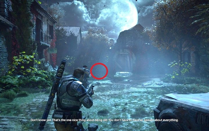 You can find a COG tag in the bushes, near the stone arch - Act 3:1-2 - Almost Midnight, Night Terrors | Walkthrough - Walkthrough - Gears of War 4 Game Guide