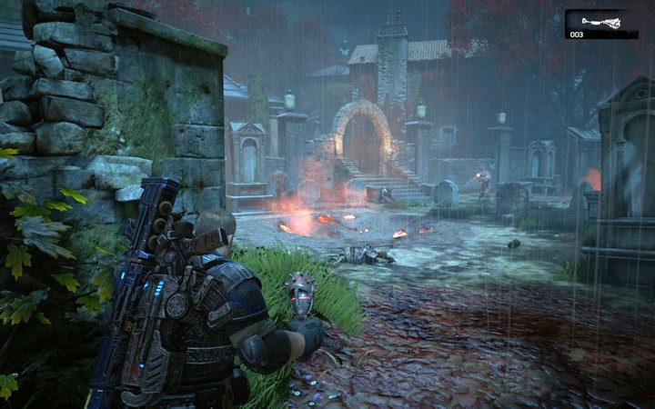 Use frag grenades to destroy the mutant nests - Act 3:1-2 - Almost Midnight, Night Terrors | Walkthrough - Walkthrough - Gears of War 4 Game Guide