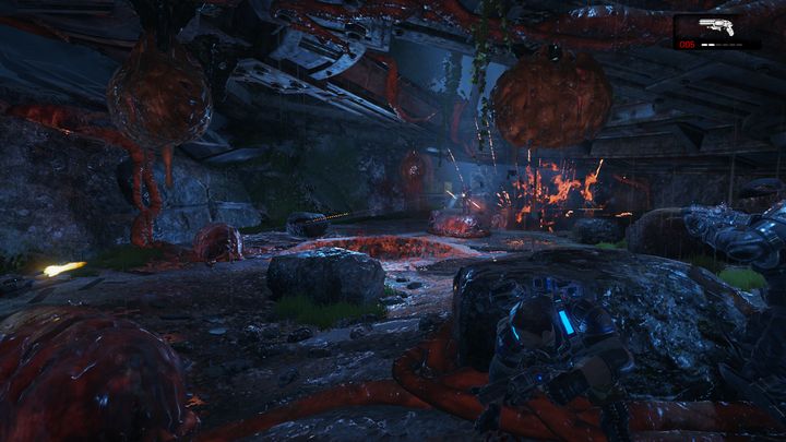 The entrance to the other tower is guarded by Scions. - Act 4:3 - Knock Knock | Walkthrough - Walkthrough - Gears of War 4 Game Guide