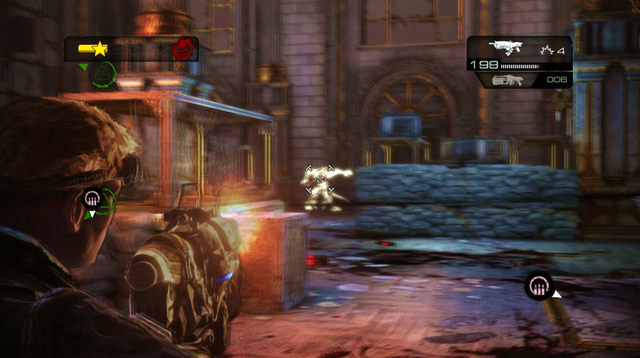 The entire attack is lead through the entrance on the other side of the room, so you could put there some grenades on the wall - East Wing - Museum Of Military Glory - Gears of War: Judgment - Game Guide and Walkthrough